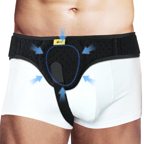 Inguinal Hernia Belt for Men & Women | Single-Side Precision Support (Left/Right) | Medical-Grade Post-Surgery Truss with Adjustable Waist Strap | Black, S (24"-29.5" Hip)