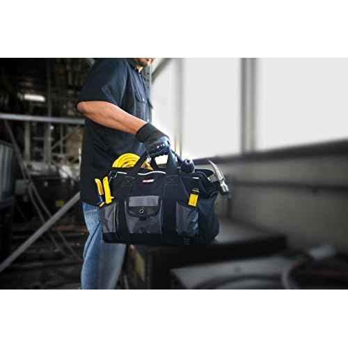 McGuire-Nicholas 16" Builder's Tool Bag With Interior Pocket Storage | Small Tools Jobsite Organization, Black/Gray
