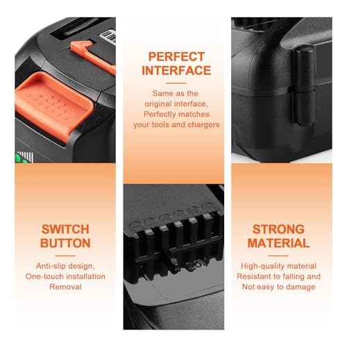 Powilling 6.5Ah 20V Replacement Battery for Worx Battery 20V WA3578 WA3575 WA3520 WA3525 WG545s,2Pack