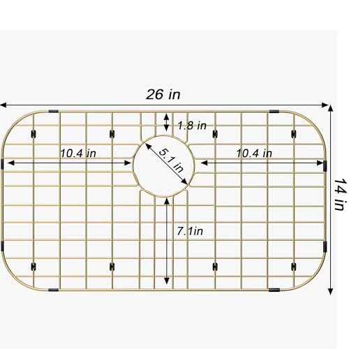 Gold Large 26" x 14" Kitchen Sink Grid,Sink Protector for Kitchen Sink,Stainless Steel Sink Rack with strainer,sink grate for Bottom of Sink,Rear Drain with Corner Radius,Stainless Steel