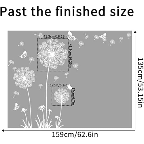 Wall Decals Peel and Stick Wall Stickers Decor Flower Wall Mural for Bedroom Butterfly Dandelion Wall Art Floral Wall Stickers & Murals for Living Room Bathroom Removable Door Sticker