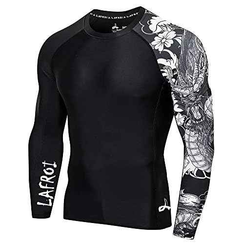 LAFROI Men's Long Sleeve UPF 50+ Baselayer Skins Performance Fit Compression Rash Guard-CLYYB