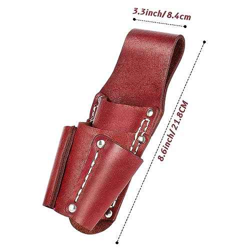 Leather Tool Pouch, Leather Electrician Tool Pouch with 4 Pockets, Heavy Duty and Durable, for Any Electrician/Welders, Carpenters, Car Repairers, Brown