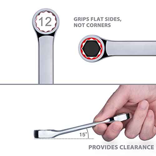 Premium Stubby Combination Wrench Set with Roll-up Pouch, 11-Piece, SAE, 3/8¡± to 1¡±, No Skipped Inch Size | Cr-V Steel, Mirror Polished Finish | Short Length and Slim Body, Perfect for Confined Areas