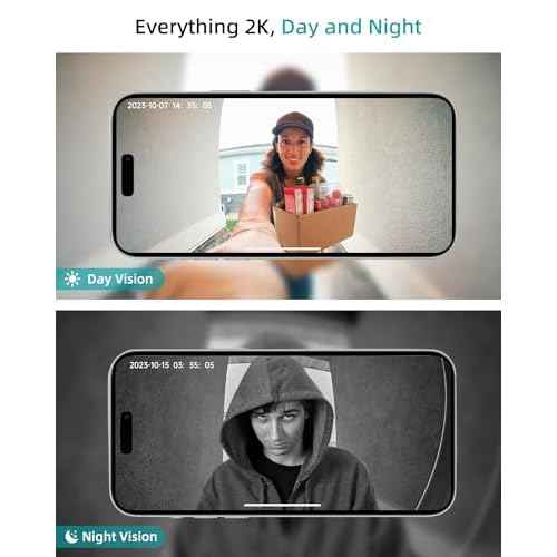 ZUMIMALL Doorbell Camera Wireless - 2K Video Doorbell Wireless with Chime, 2 Way Audio, Voice Changer, 30s Voice Message, Anti-Theft, AI Detection, Only 2.4GHz WiFi, Battery Powered, Work with Alexa
