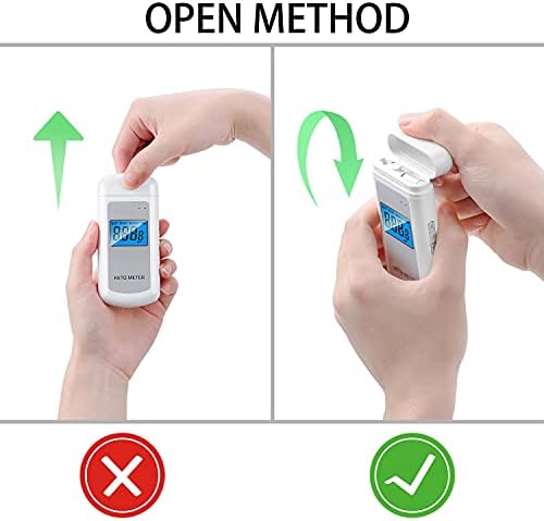 Rechargeable Ketone Meter Analyzer Professional Grade Accuracy Breath Ketone Meter LCD Digital Display Ketosis Breath Breathalyzer Tracing Ketones Status with 10 Mouthpieces