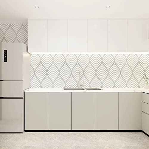Silver & White Leaves Peel and Stick Wallpaper Texture Contact Paper Self Adhesive Leaf Stick on Removable Vinyl Roll for Home Decorative 17.7''x118''