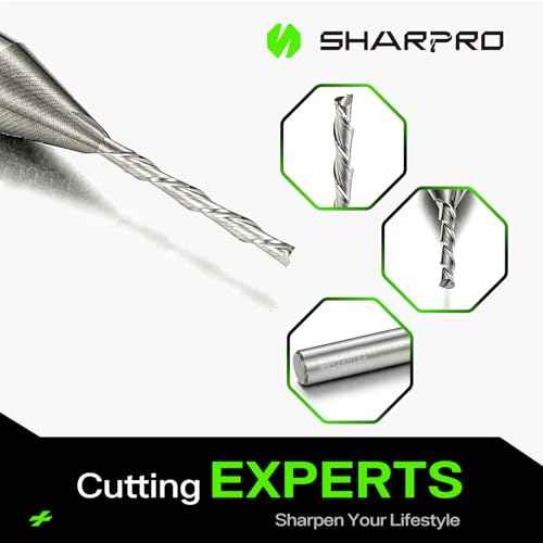 1/16 Downcut Router Bit 1/4 Inch Shank, Spiral CNC Router Bits, Carbide Down Cut End Mill for Woodworking, Engraving, Mortise, Plywood and Acrylic, 1/2 Inch CL, 2- Inch OVL (3PCS)