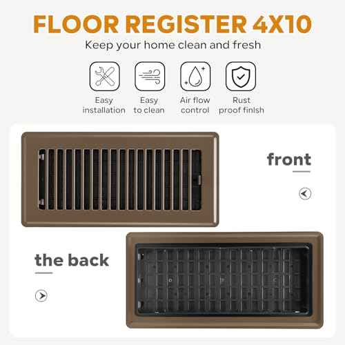 Floor Register 4x10, 12 Pack Brown Floor Vent Covers for Home Floor Heavy Duty Steel Walkable Floor Vents Air Vent Covers for Sidewall and Floor