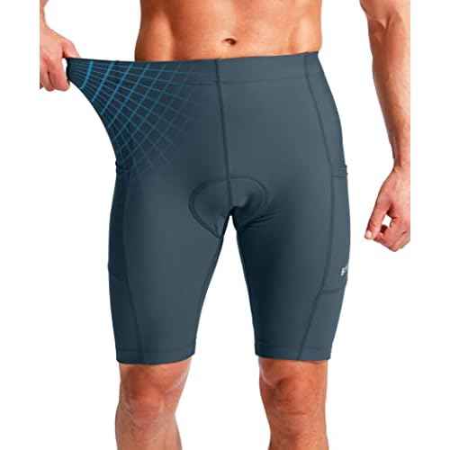 Bikewa Men's Bike Shorts 3D Padded Cycling Road Biking Mountain Riding Biker Bicycle UPF 50+ Cycle Shorts Zipper Pockets