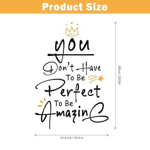 Motivational Stickers - You Don't Have to Be Perfect to Be Amazing Wall Decals Peel and Stick, Inspirational Quotes Vinyl Stickers, 17¡¿24 inch Wall Decor for Living Room Bedroom Office (Style1)