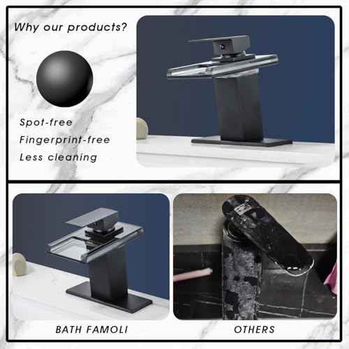LED Bathroom Sink Faucet, Matte Black Single Hole Vanity Faucets for 1 Hole Sinks,Pop Up Drain Included. (Short, Matte Black)