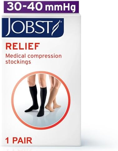 JOBST Relief 30-40 mmHg Compression Stockings, Knee High, Open Toe | Compression Socks for Women/ Men for Tired, Aching or Swollen Legs