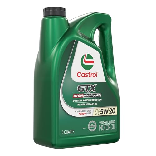 Castrol GTX High Mileage 5W-20 Synthetic Blend Motor Oil, 5 Quarts
