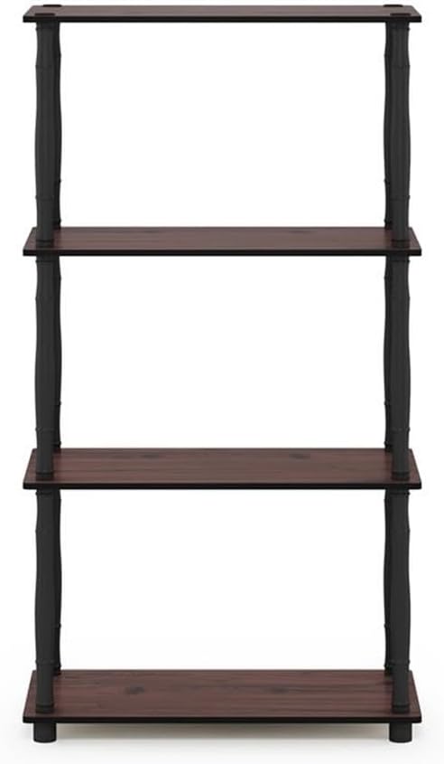 Furinno Turn-N-Tube 4-Tier Multipurpose Shelf Display Rack, Classic Tubes, Dark Cherry/Black