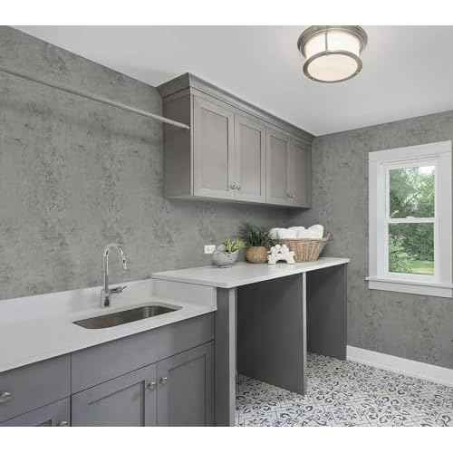 Guvana Grey Concrete Wallpaper Peel and Stick Gray Cement Wallpaper Faux Textured Limewash Contact Paper Modern Self Adhesive Removable Wall Paper for Bedroom/Bathroom Accent Wall Decor 15.7"x78.7"