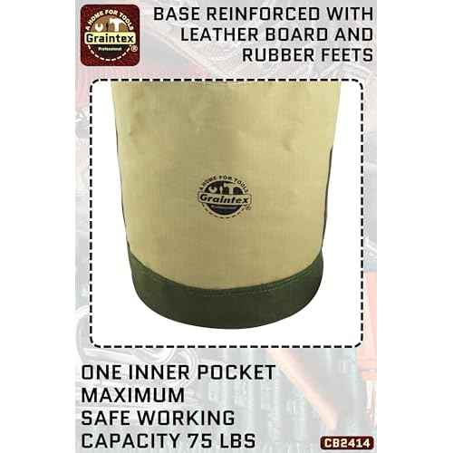 Graintex CB2414 Utility Tapered Canvas Bucket 12"X10"X15", Khaki