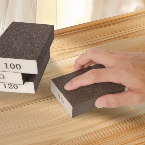 6Pcs Sanding Sponge 220 Grit Sanding Block Washable and Reusable for Wood, Metal, Wall Polish