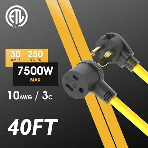 TOOLIOM 40FT 250 Volt Welder Extension Cord 10 AWG NEMA 6-50P to 6-50R Power Extension Cord for Welding Machines with ETL Approved