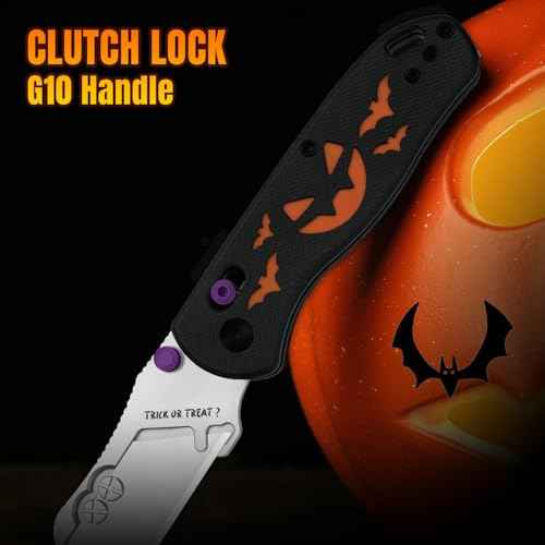 Kizer Uti Bear(New Dual-screw Version) Folding Utility Knife, Clutch Lock Box Cutter EDC Pocket knife with 5PCS Razor Blades, G10 Handle Pocket Knives for Men Women Gift V3619JHW1