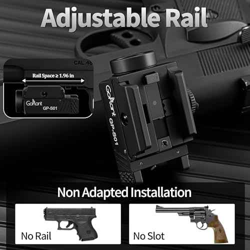 1350 Lumens Compact Weapon Light Flashlight, Only LED Light Without Laser Aircraft Grade Aluminum Subcompact Pistol Light, Adjustable Rail-Mounted Handgun Light, Type-C Rechargeable (GP-S01)