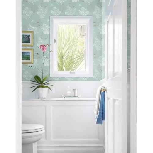 Peel and Stick Wallpaper Green Floral Contact Paper Modern Wall Paper Self-Adhesive Removable Waterproof for Bedroom Bathroom Papel Tapiz para Pared 16.14"x78.7"