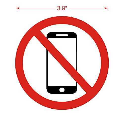 dealzEpic - No Cellphone Use/No Mobile Phone Allowed - Self Adhesive Peel and Stick Warning Vinyl Decal - 3.94 inches in Diameter | Pack of 4 Pcs