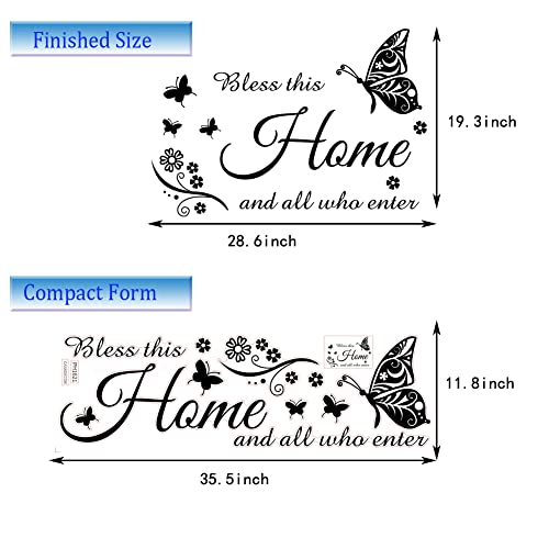 Bless This Home Wall Decals: Inspirational Quotes Family Wall Stickers for Living Room, Entryway, Bedroom Decorations