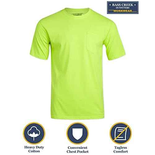 Bass Creek Outfitters Mens High Vis Shirts - 4 Pack Short Sleeve Safety Workwear High Visibility Shirts for Men (S-3XL)