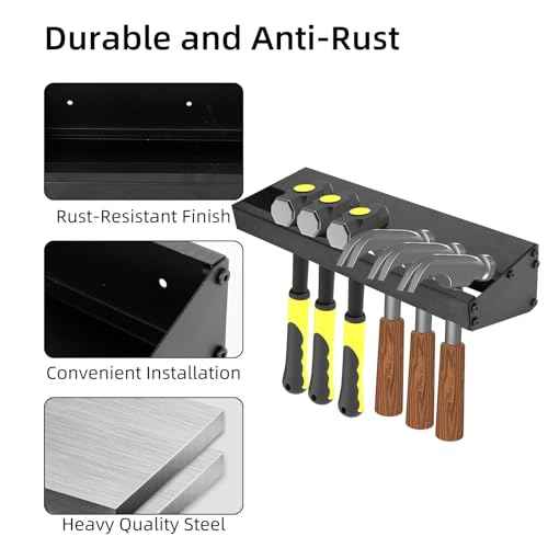 Metal Hammer Holder, Hand Tool Organizer Wall Mount Storage Rack Organizer for Workshop, Shed, Garage (Hammer Holder)