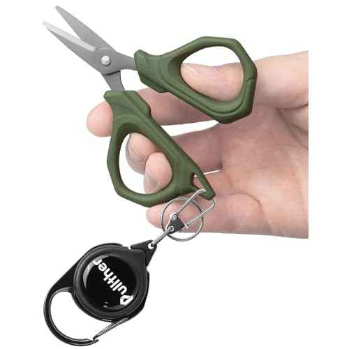 4.6"Fishing Scissors,Fishing Line Cutter for Braided Fishing Line,Fishing Gear with Tool Retractor,Non-Slip Grip Small Scissors for Saltwater & Freshwater
