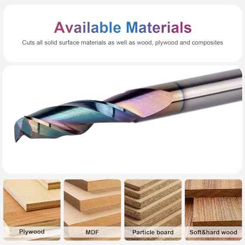 SpeTool 5PCS Upcut Spiral Router Bit 1/4 Inch Shank 1/4 Inch Cutting Diameter 1 Inch Cutting Length with TAC Coated, Solid Carbide Router Bits Set for CNC Wood Mill