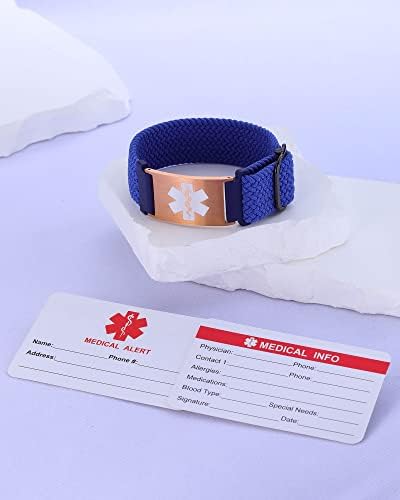 Personalized Sport Medical Alert Bracelets for Women Men - Custom Medical ID Bracelets with Free Engraving - Hook and Loop/Elastic/Stainless Steel/Silicone Watch Wristband Emergency Bracelet