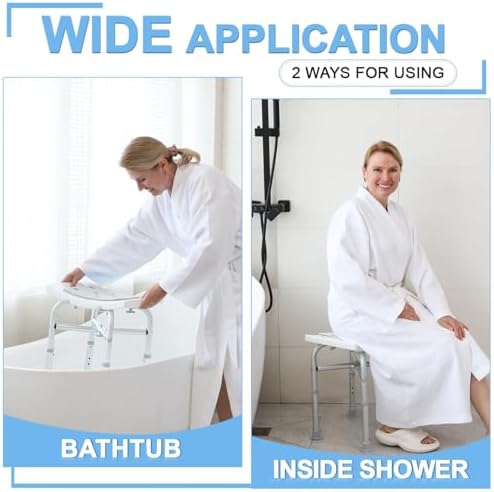 FSA Shower Chair for Inside Shower, Padded Shower Seat for Adults, Adjustable Bath Chairs for Bathtub, Shower Stool for Elderly/Senior/Handicap/Pregnant by SOUHEILO