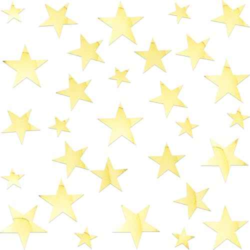 80 Pcs Gold Stars Acrylic Mirror Wall Stickers with Adhesive Art Decal Satin Paper Baby Kids Bedroom Home DIY Decor Removable Stickers