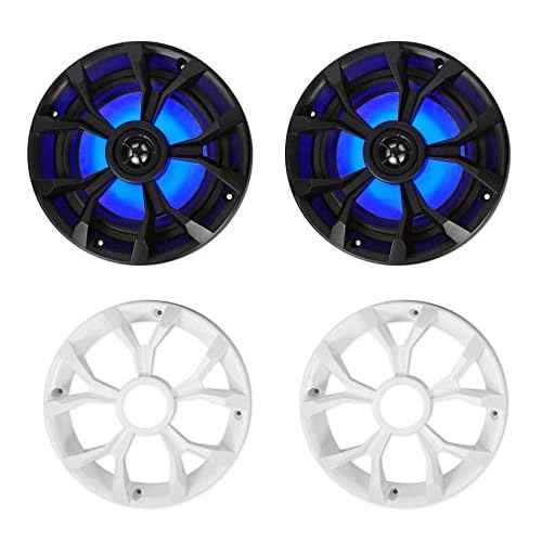 Rockville RKL65MBW (2) 6.5" 700W Marine Speakers, 4 Ohm, LED Lights, CEA Compliant, Coaxial, Waterproof, Black/White Grilles for Boats, ATVs, UTVs