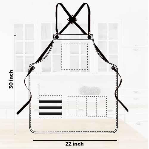 TBP Professional Barber Apron with 8 Waterproof Leather Pockets, Heavy Duty Premium Quality, Ideal for Hair Stylist, Kitchen, Chef BBQ Grill Apron