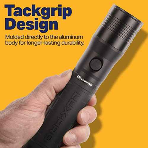 LUXPRO LP1100V3 2D Size High-output Handheld Flashlight, 455 Lumens, 2 D, Tackgrip, LPE Optics, Side Button