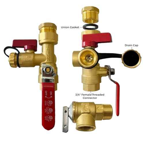 CAMPLUX 3/4 Inch IPS Isolator Tankless Water Heater Service Valve Kit, with Pressure Relief Valve, Clean Brass Construction