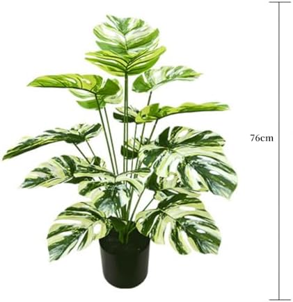 Artificial Monstera Plant with Yellow and Green Leaves, Turtle Leaf Hyphosis Artificial Plants Green Bonsai Simulated Plant Potted for Room Decor Home Garden Ornament(LightGreen(No Flowerpot), 75cm)