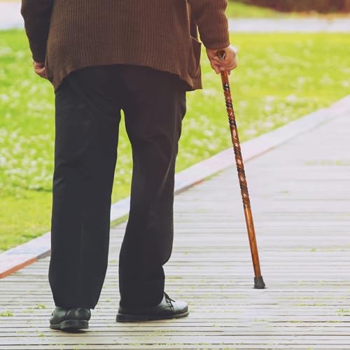 Wood Cane 36 Inches Natural Classic Wood Walking Stick Fancy Canes Ergonomic Wood Cane for Seniors (Elegant Derby Handle)