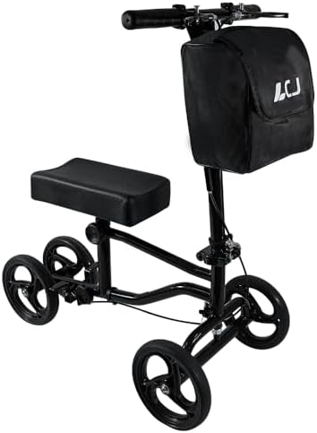 Knee Scooter,Economical Foldable Steerable Knee Walker,for Adults Foot Surgery,Injured Ankle Recovery Scoote(Black-Standard Version)