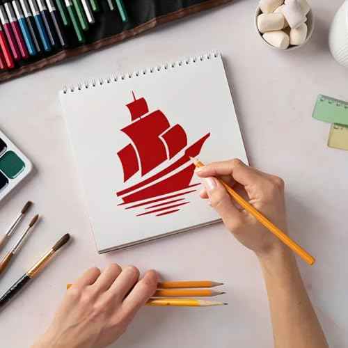 12pcs Sea Ocean Sailing Boat Seagull StencilNautical Sailboat Painting Stencils with Paint Brush Summer Sea Wave Fish Cloud Template for DIY Craft Furniture Wood Canvas