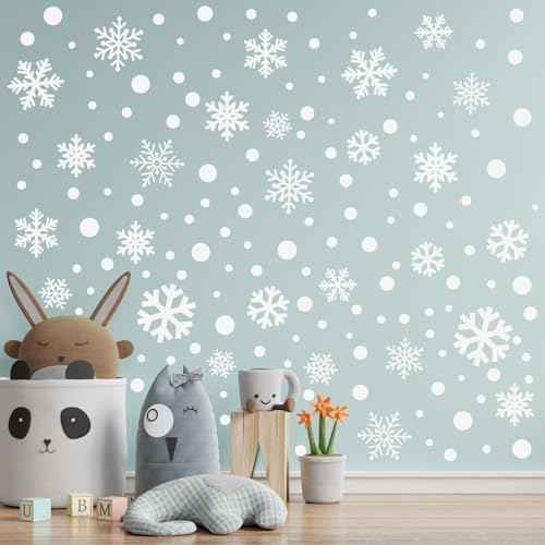 Zhanmai 200 Pcs/ 10 Sheets Christmas Snowflakes Wall Decals Snowflakes Window Clings White Snowflake Sticker Peel and Stick Wall Ornament for Winter Removable Xmas Holiday Craft Party Supplies Decor