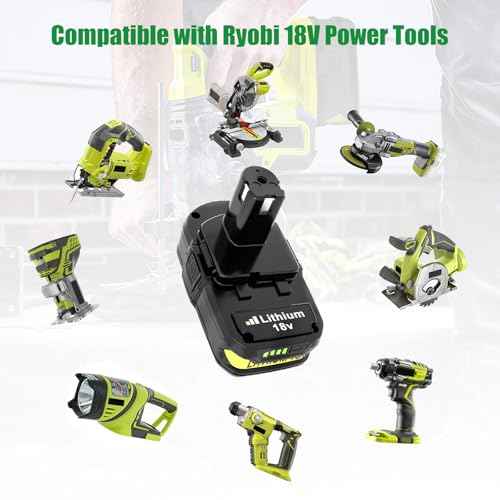 2Pack 3600mAh P102 P108 Replacement Battery for Ryobi 18V Battery 3.6Ah Compatible with Ryobi 18 Volt Battery Lithium P103 P104 P105 P107 P109 P122 Compatible with 18V Cordless Power Tools (Green)