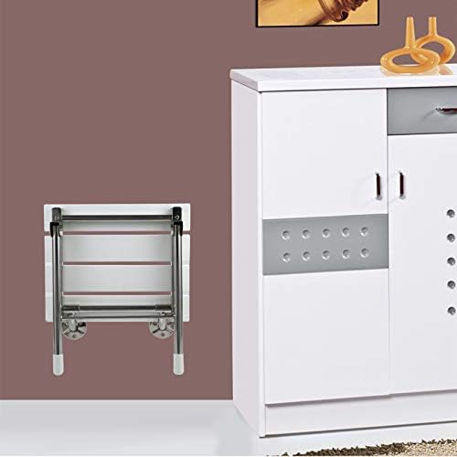 Folding Shower Seat Wall Mounted Bathroom Bathtub Safety Stool Chair, Solid Wood, with Support Legs, Load of 350 lbs, 14.88"(L)*12"(W)*17.12"(H) (WPC)