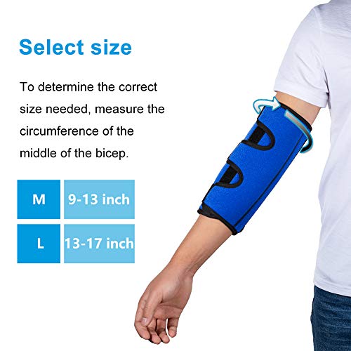 Elbow Brace for Cubital Tunnel Syndrome, Elbow Immobilizer Stabilizer Support Splint for Arthritis Pain Relief Tendonitis at Night Sleeping,Arm brace for Women and Men, Fits Right & Left (Blue, L)