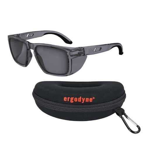 Ergodyne Skullerz SIXTEN Safety Glasses with Side Shields, Anti Fog, Anti Scratch Polarized Lenses, ANSI z87.1 with Protective Zippered Hard Shell Eyewear Case
