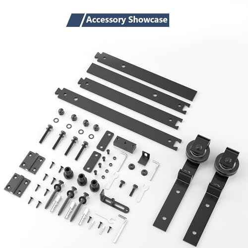 48" Bifold Barn Door Hardware Kit - Fit for 2 Bifold Doors, Black Plastic Spraying, Folding Push-Pull, Thickened Carbon Steel - Sturdy & Durable - Anti-Skipping Design (zdm-48-2)
