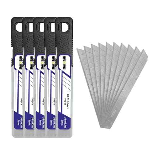 Tools 9mm Utility Knife Replacement Blades,60 Degree Snap Off SK4 Steel Blades for Retractable Cutting Knives, Hobby, Craft Knife, Box Cutter 50PCS